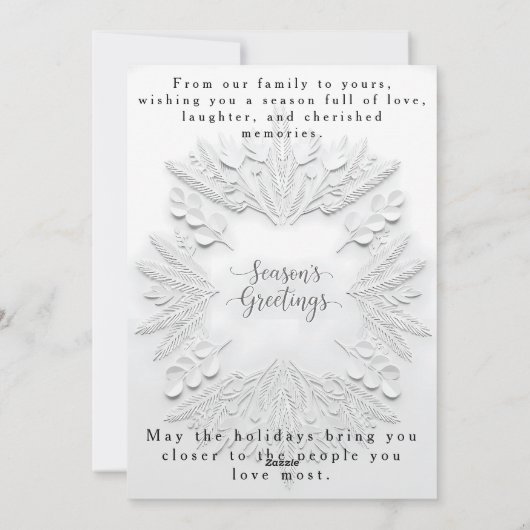 Gepersonaliseerde seizoenen Groeten Feestdagenkaart (Achterkant)