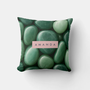 Gepersonaliseerde Serene Groene Jade Steen Kussen
