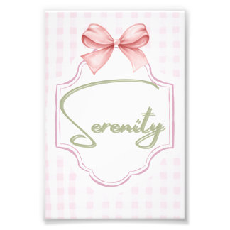 Gepersonaliseerde Serenity Baby Girl Nursery Bow Foto Afdruk