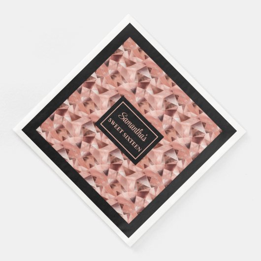 Gepersonaliseerde servetten Roos Gold en Black Acc (Hoek)