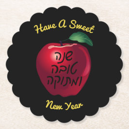 Gepersonaliseerde Shanah Tovah Red Apple Kartonnen Onderzetters