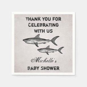 Gepersonaliseerde  Shark Baby shower Dank u Servetten