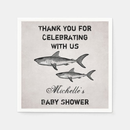 Gepersonaliseerde  Shark Baby shower Dank u Servetten (Voorkant)