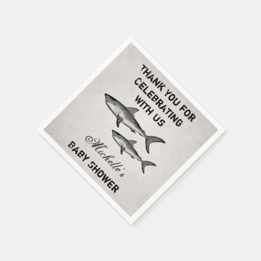 Gepersonaliseerde Shark Baby shower Dank u Servetten (Hoek)