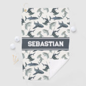 Gepersonaliseerde Shark Golf Handdoek | Waterverf  (Insitu)
