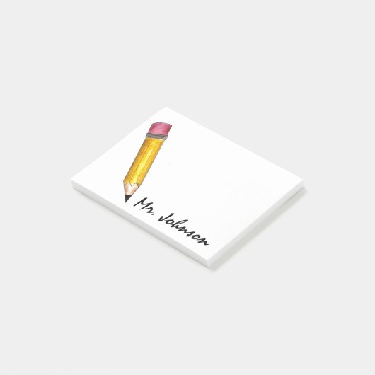 Gepersonaliseerde Sharp Yellow #2 Potcil Teacher S Post-it® Notes (Schuin)