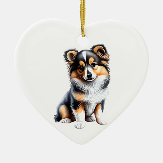 Gepersonaliseerde Shetland Sheepdog Puppy Keramisch Ornament (Voorkant)