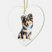 Gepersonaliseerde Shetland Sheepdog Puppy Keramisch Ornament (Links)