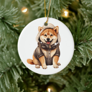 Gepersonaliseerde Shiba Inu hond Keramisch Ornament