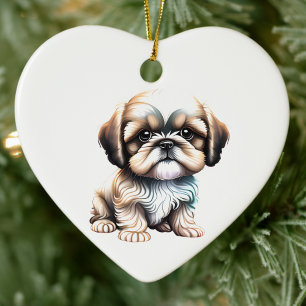 Gepersonaliseerde Shih Tzu Puppy Keramisch Ornament
