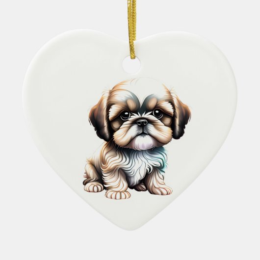 Gepersonaliseerde Shih Tzu Puppy Keramisch Ornament (Voorkant)