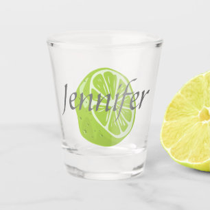 Gepersonaliseerde Shot Glass met Limoen en naam Glas