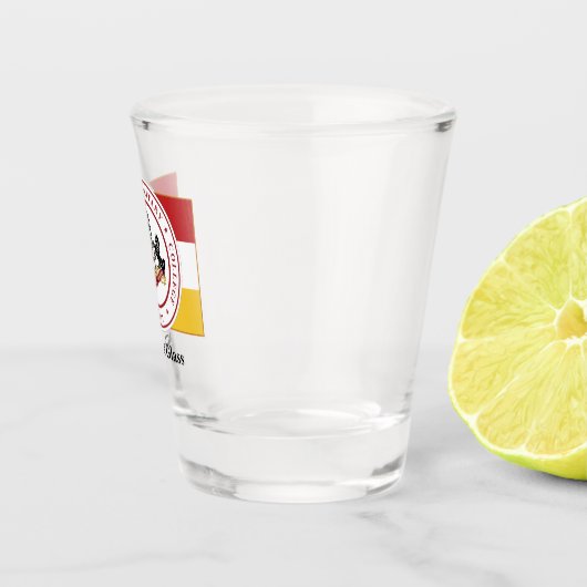 GEPERSONALISEERDE SHOT GLASS W/PMC-VLAG SHOT GLAS (Rechts)