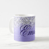 Gepersonaliseerde Silver Glitter Periwinkle Folie Koffiemok (Voorkant links)