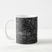 Gepersonaliseerde Silver Sparkly Name Keramische M Koffiemok (Links)