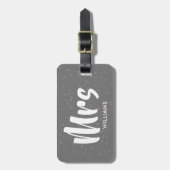 Gepersonaliseerde Silver Stardust Confetti Mrs. Bagagelabel (Voorkant verticaal)