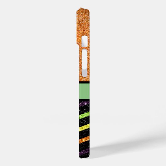 Gepersonaliseerde Sinaasappel & Zwarte Glitter Zig Case-Mate iPhone Case (Achterkant / Links)