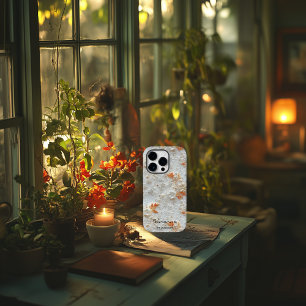 Gepersonaliseerde Sinaasappels Bloemen Geborduurd  Case-Mate iPhone 14 Pro Hoesje