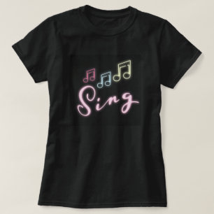 Gepersonaliseerde SING met muzieknoten T-shirt