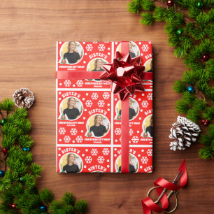 Gepersonaliseerde Sister's Photo Christmas Gift Wr Cadeaupapier