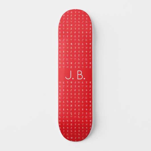 Gepersonaliseerde Skateboard met Monogram & Runic  (Voorkant)