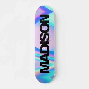 Gepersonaliseerde Skateboard Name Black Holographi