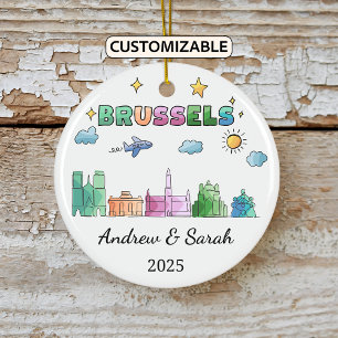 Gepersonaliseerde Skyline Brussels Ornament, Belgi Keramisch Ornament