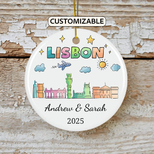 Gepersonaliseerde Skyline Lissabon Ornament, Portu Keramisch Ornament