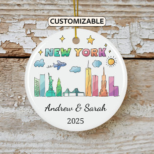 Gepersonaliseerde Skyline New York Ornament, New Y Keramisch Ornament