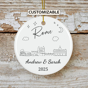 Gepersonaliseerde Skyline Rome Ornament, Italië Keramisch Ornament