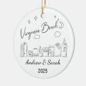 Gepersonaliseerde Skyline Virginia Beach, Virginia Keramisch Ornament (Links)
