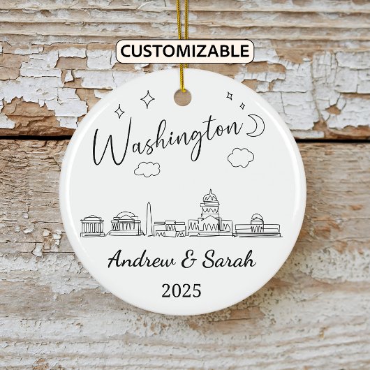 Gepersonaliseerde Skyline Washington Ornament