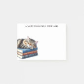 Gepersonaliseerde slaaptabby kat en boeken post-it® notes (Voorkant)