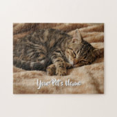 Gepersonaliseerde Sleeping Kitten Schattigee Custo Legpuzzel (Horizontaal)