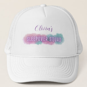 Gepersonaliseerde 'Sleepover Squad'   Pastel kleur Trucker Pet