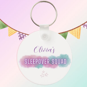 Gepersonaliseerde 'Sleepover Squad'    pastel Sleutelhanger
