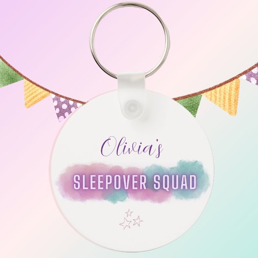 Gepersonaliseerde 'Sleepover Squad' | pastel Sleutelhanger