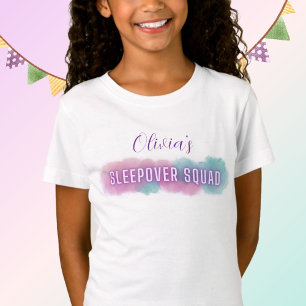 Gepersonaliseerde Sleepover Squad T-shirt   Pastel