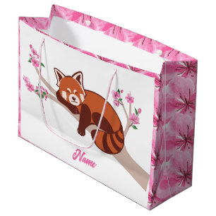 Gepersonaliseerde "Sleepy Red Panda" Cherry Blosso Groot Cadeauzakje