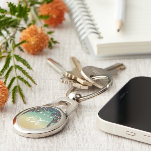 Gepersonaliseerde Sleutelhanger Beach Sunset Palmb (Zijkant)