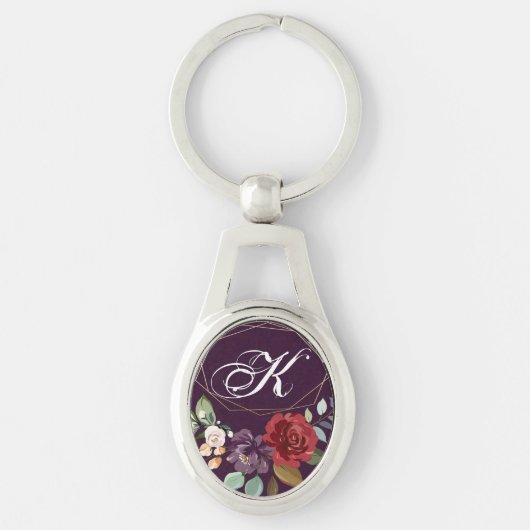 Gepersonaliseerde Sleutelhanger Plum Paarse Rozen (Voorkant)