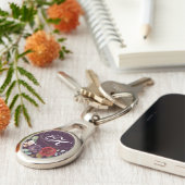 Gepersonaliseerde Sleutelhanger Plum Paarse Rozen (Zijkant)