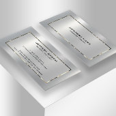 Gepersonaliseerde Slick Zilver Grijs Metallic Text Visitekaartje