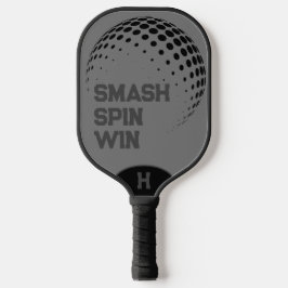 Gepersonaliseerde Smash, Spin, Win Grijs Pickleball Paddle