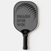 Gepersonaliseerde Smash, Spin, Win Grijs Pickleball Paddle (Achterkant)
