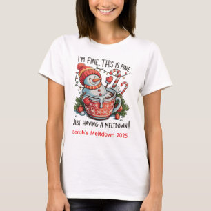 Gepersonaliseerde Smeltende Sneeuwman Kerst Meltdo T-shirt