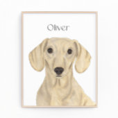 Gepersonaliseerde Smooth Cream Dachshund Art Foto Afdruk