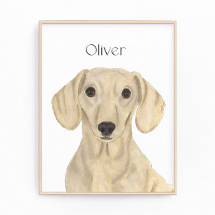 Gepersonaliseerde Smooth Cream Dachshund Art Foto Afdruk