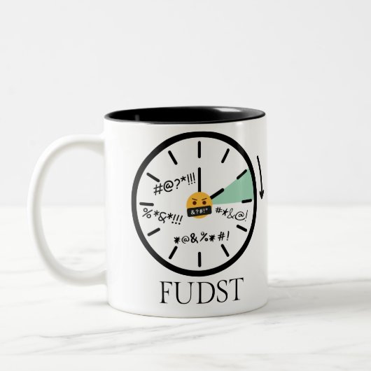 Gepersonaliseerde Snarky Daylight Savings Time Tweekleurige Koffiemok (Links)