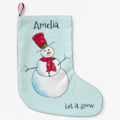 Gepersonaliseerde sneeuwman kleine kerstsok (Voorkant)